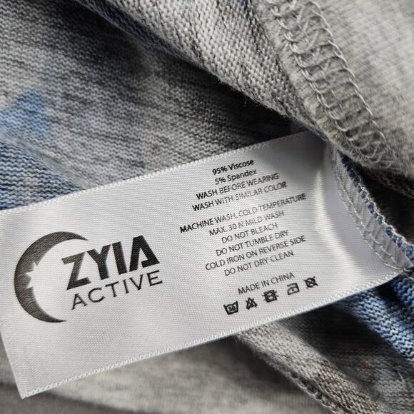 Zyia Active Shirt Floral Women's 2XL Boxy Yoga Gray Blue Long Sleeve - Picture 5 of 6
